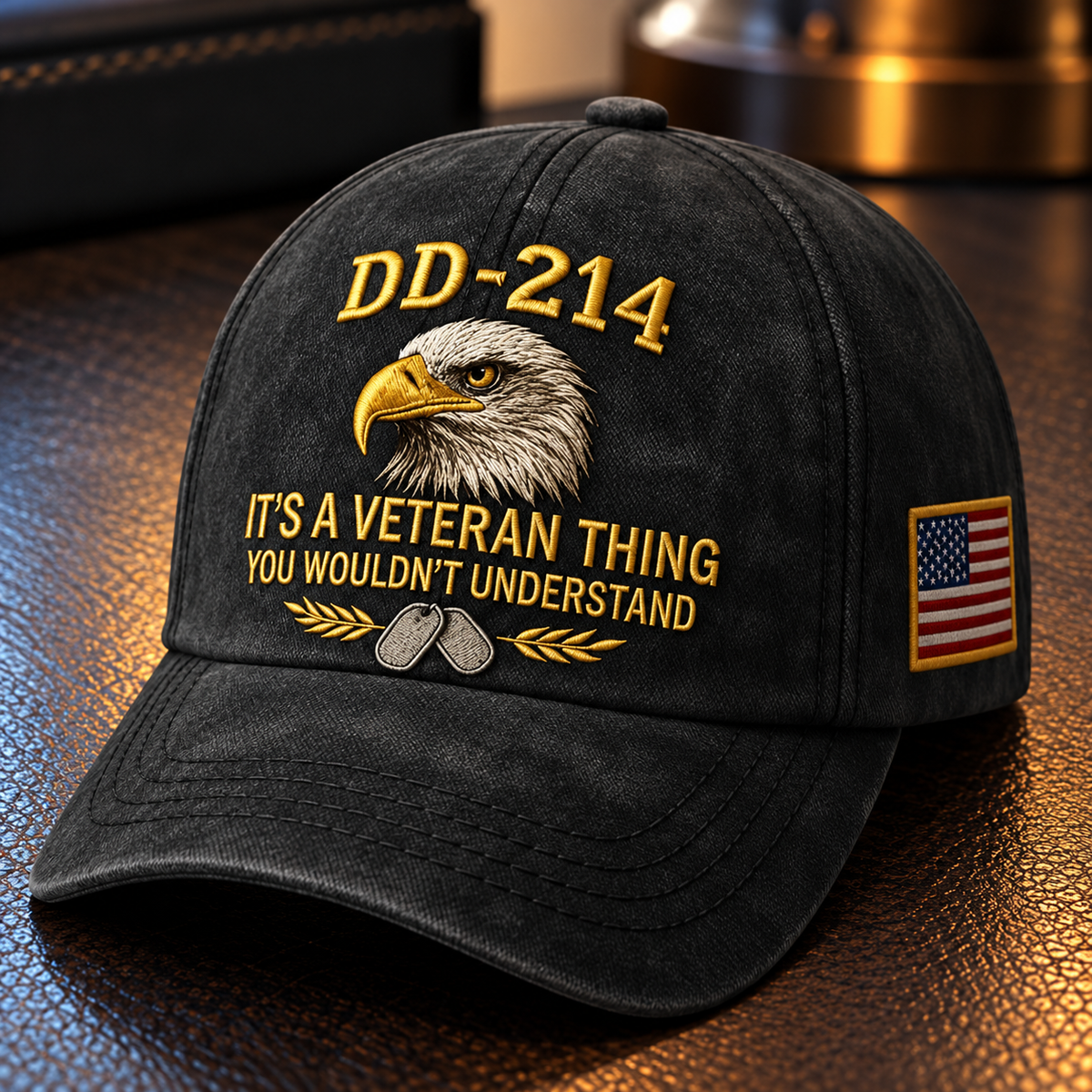 100% Handmade DD-214 Veteran Honor Embroidered Cap