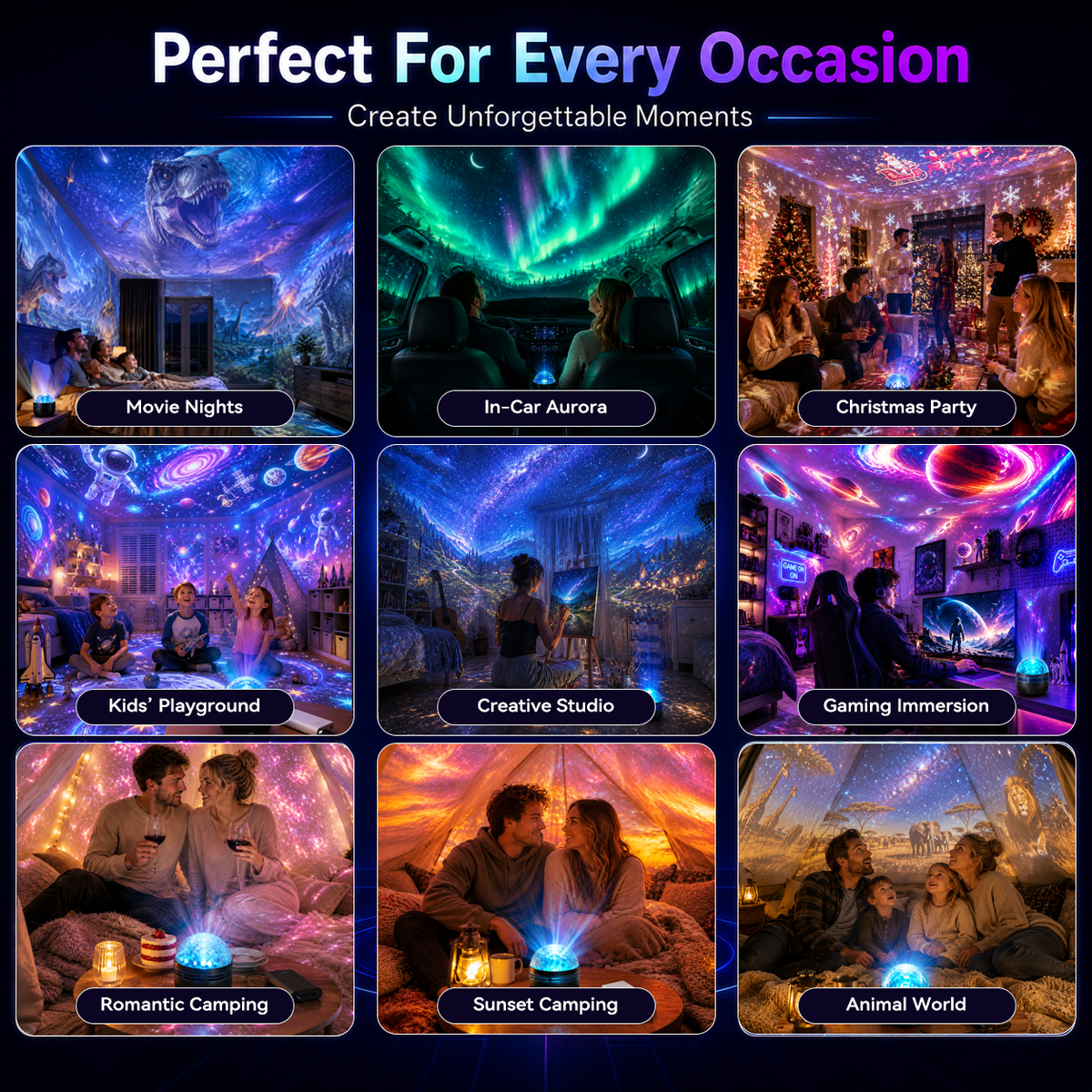 🦖🎁Neslemy® 360° Smart Holographic Starry Sky Projector (HD Smart Dynamic 5D)