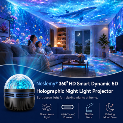 🦖🎁Neslemy® 360° Smart Holographic Starry Sky Projector (HD Smart Dynamic 5D)