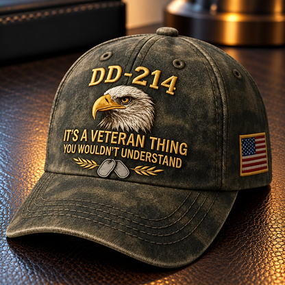 100% Handmade DD-214 Veteran Honor Embroidered Cap